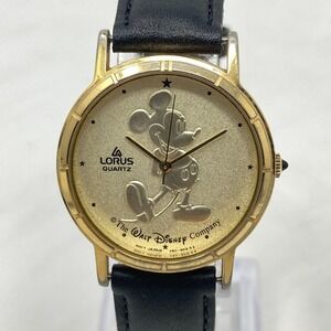 Vtg Lorus Disney Mickey Mouse Watch Men 30mm Gold Tone V811-1400 New Battery